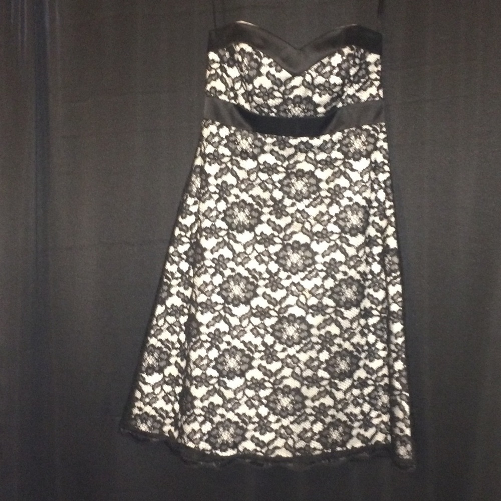 Formal Dress Black Lace over Creme Satin by WHBM